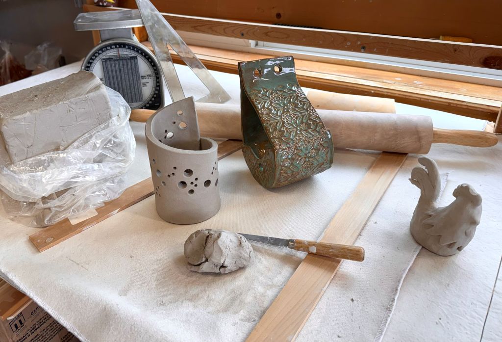 Hand-built ceramic piece in progress